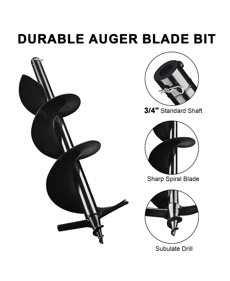 Yescom 8" Earth Auger Bit Bulb Planter Tool Planting Flower Fence Post Garden Spiral Hole Gardening Project