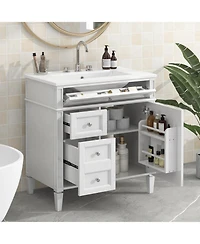 Streamdale 30" Modern Bathroom Vanity Single Sink, 2 Drawers, Tip-out