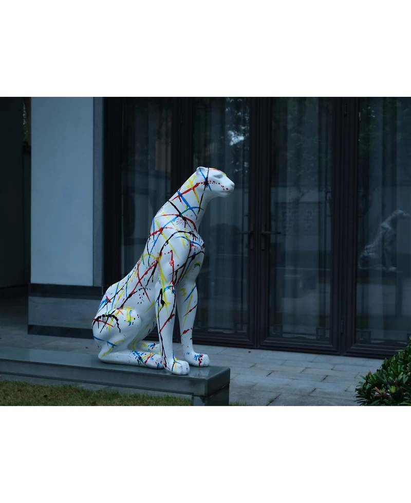 Modern Resin Leopard Sculpture, Large Home Decor