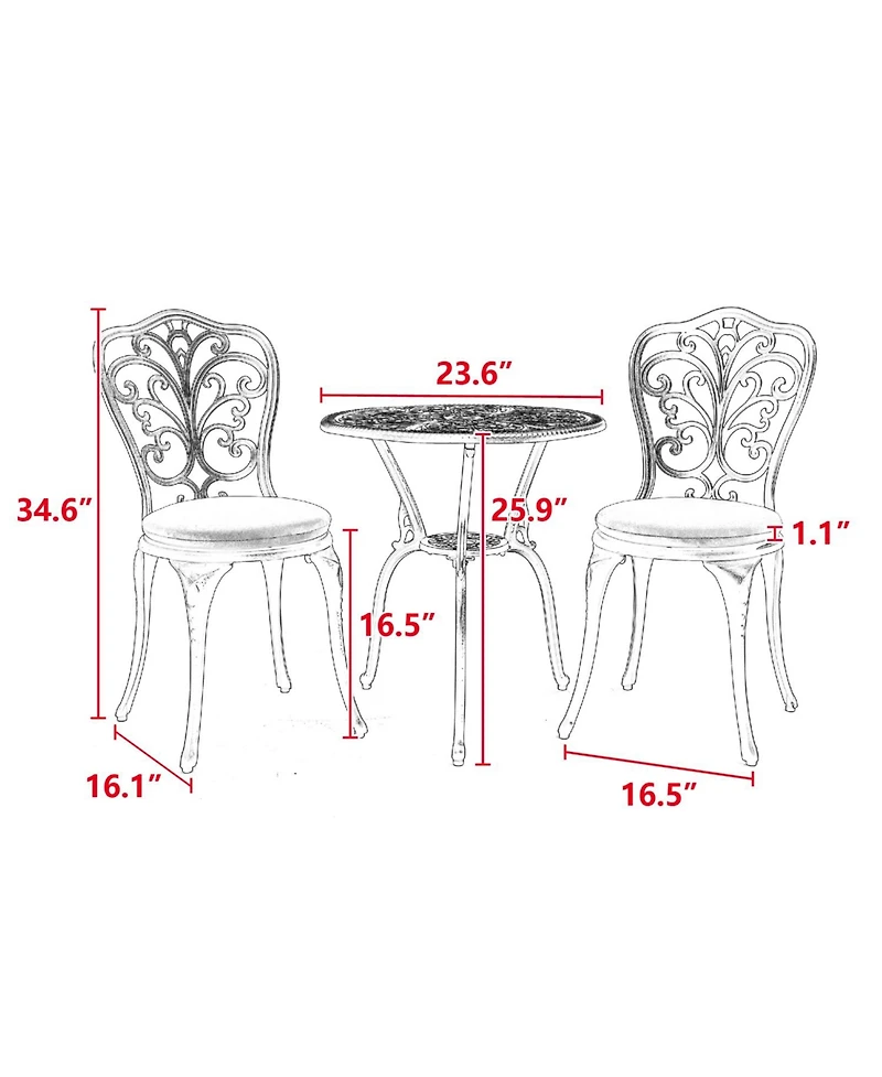 Streamdale Best Choice Products 3-Piece Outdoor Rust-Resistant Cast Aluminum Patio Bistro Set white