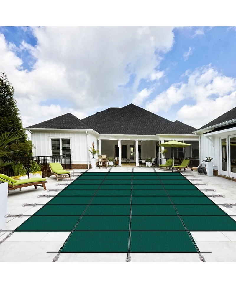 Pool Safety Cover for 20x40ft Rectangular Pools, with Step, High-Strength Mesh, Excellent Drainage