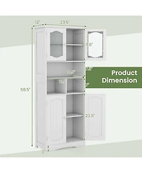 58.5" Tall Bathroom Storage Cabinet Freestanding Linen Cabinet with Shelves