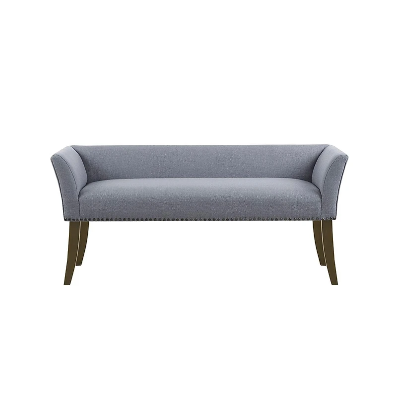 Upholstered Accent Bench with Nailhead Trim and Solid Wood Legs-The Pop Home