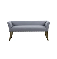 Upholstered Accent Bench with Nailhead Trim and Solid Wood Legs-The Pop Home