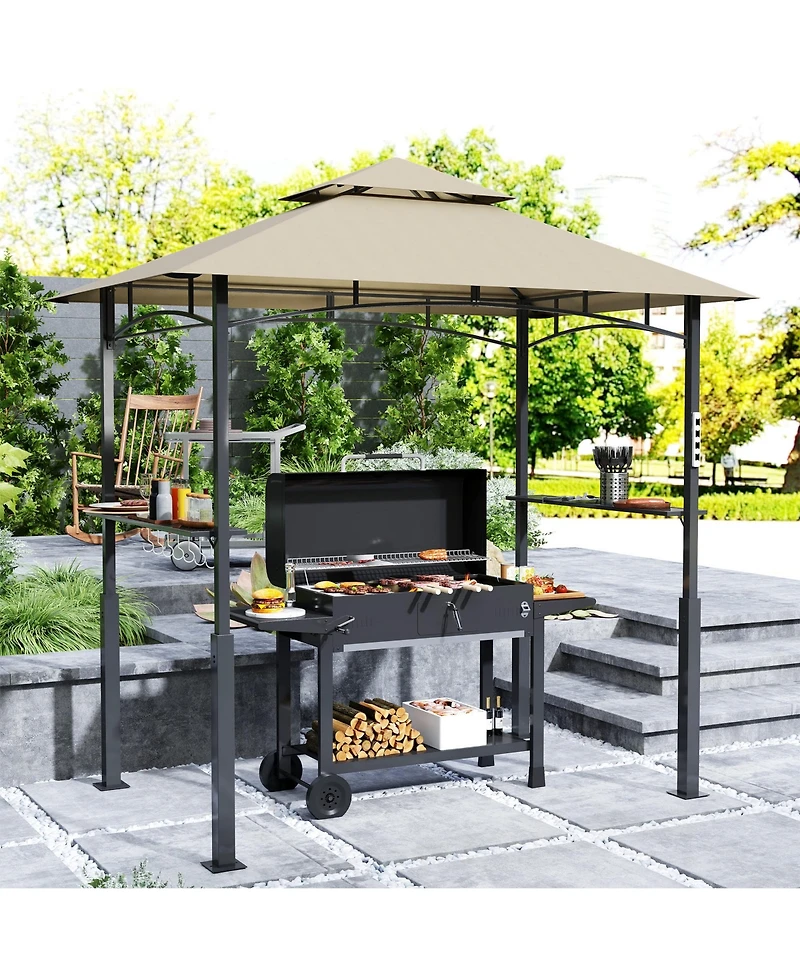 Outsunny 8' x 5' Grill Gazebo, 2-Tier Outdoor Bbq Gazebo,