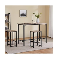 Yaheetech Industrial Counter Height Table Set with 2 Backless Stools