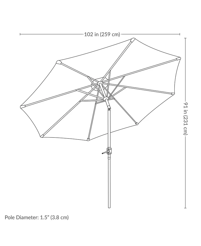 8.5 ft Outdoor Patio Umbrella with Push Button Tilt and Crank