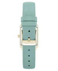 Nine West Women's Quartz Rectangular Gold-Tone and Mint Polyurethane Leather Band Watch, 29mm