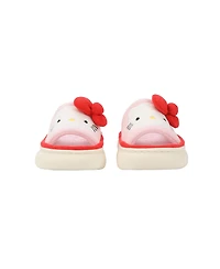 Hello Kitty 3D Character Face Art Women's Pink & White Striped Open-Toed Slide