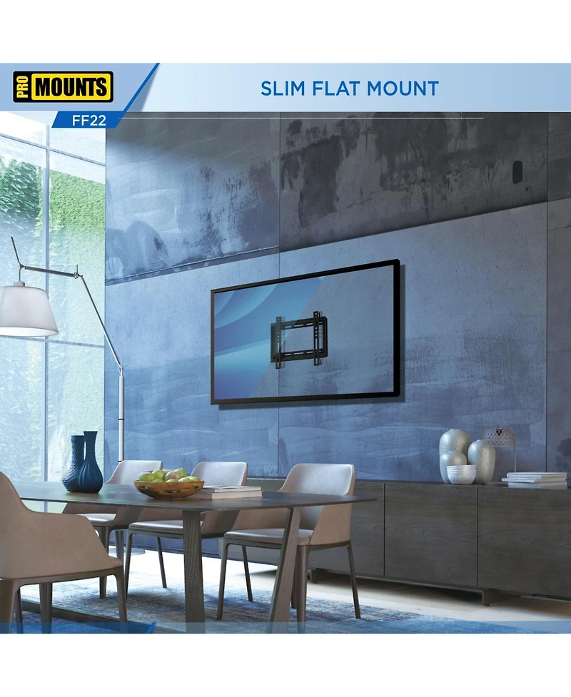 ProMounts Flat / Fixed Tv Wall Mount for 13" to 47" TVs, Holds up to 55lbs