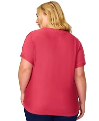 Melissa Paige Plus Zigzag-Trim Button-Shoulder Sweater, Exclusively at Macy's