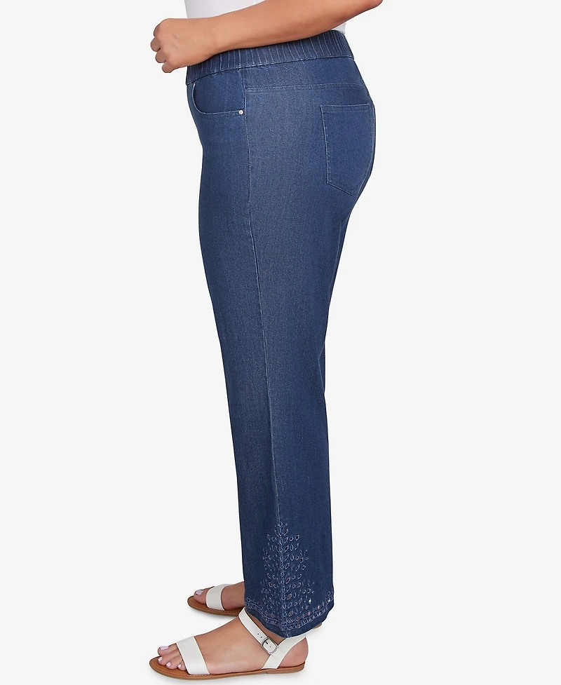 Ruby Rd. Plus Eyelet Embroidered Dark Flare Jeans