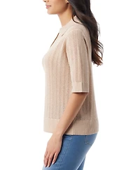 Gloria Vanderbilt Women's Peggy Pointelle-Knit Polo Sweater