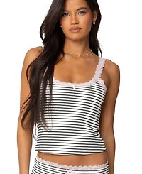 Edikted Womens Sofi Striped Ribbed Tank Top