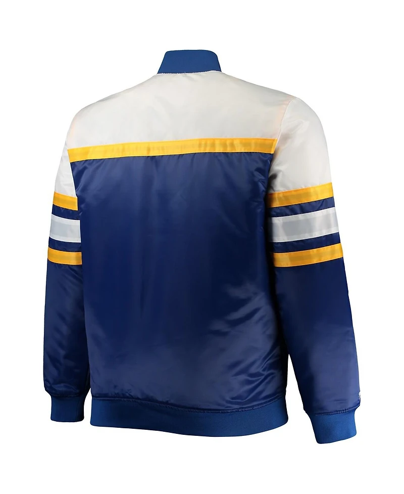 Men's Mitchell & Ness Royal, Gold Milwaukee Brewers Big and Tall Coaches Satin Full-Snap Jacket