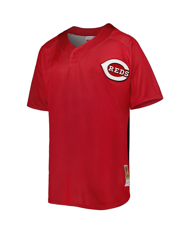 Men's Mitchell & Ness Ken Griffey Jr. Cincinnati Reds Cooperstown Collection Mesh Batting Practice Button-Up Jersey