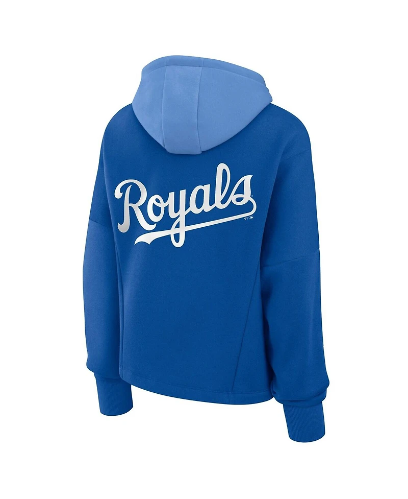 Fanatics Women's Royal Kansas City Royals Oversized High Hip Legacy Fleece Pullover Hoodie