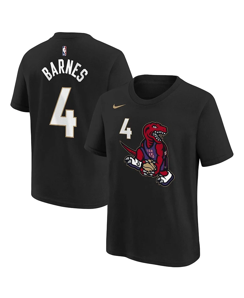 Nike Big Boys and Girls Scottie Barnes Black Toronto Raptors 2024/25 City Edition Name Number T-Shirt