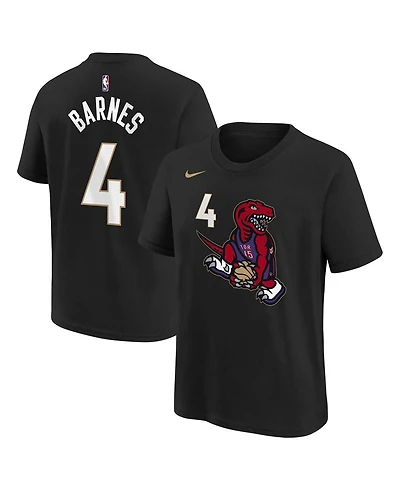 Nike Big Boys and Girls Scottie Barnes Black Toronto Raptors 2024/25 City Edition Name Number T-Shirt