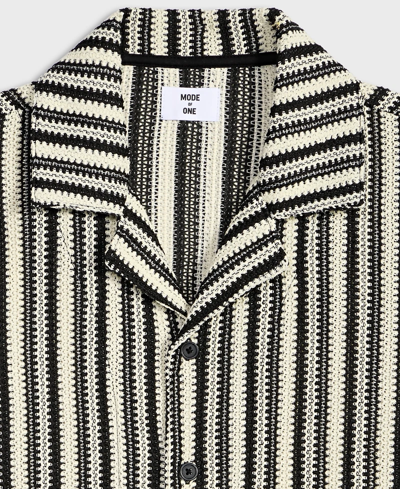 Mode of One Men's Vertical-Stripe Camp Collar Shirt, Exclusively at Macy's