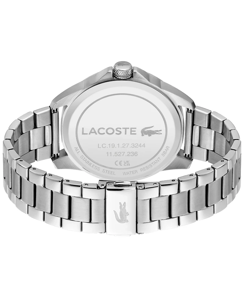 Lacoste Men's Le Croc Silver Tone Stainless Steel Bracelet Watch, 43mm