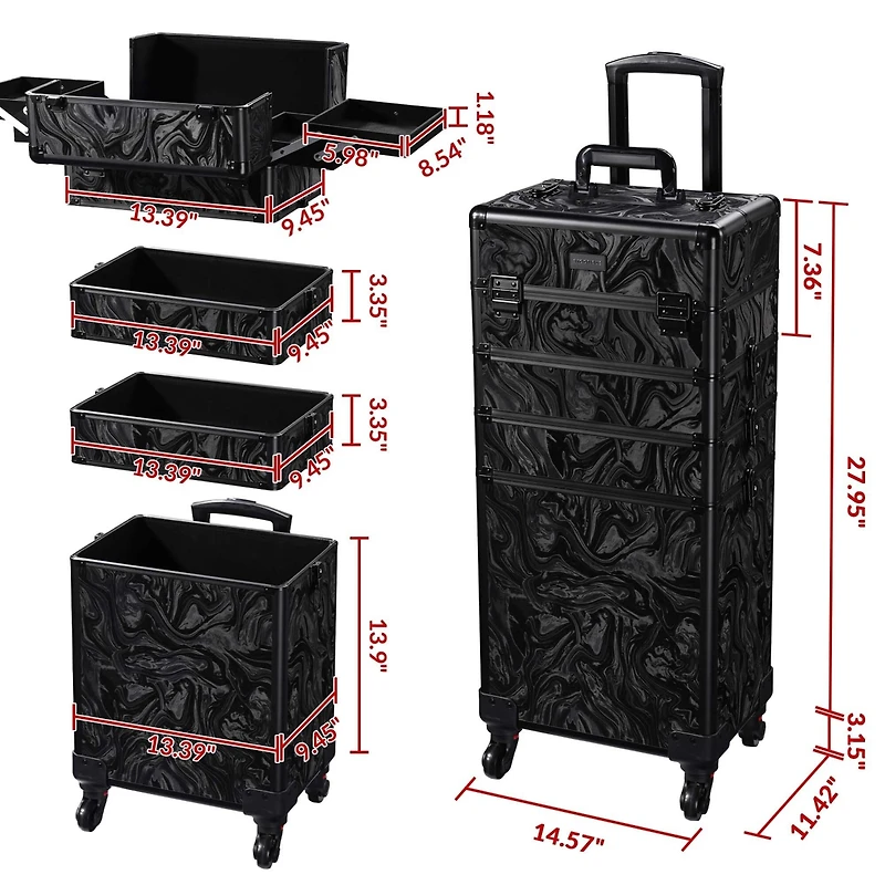 Byootique Rolling Makeup Train Case 4in1 Cosmetic