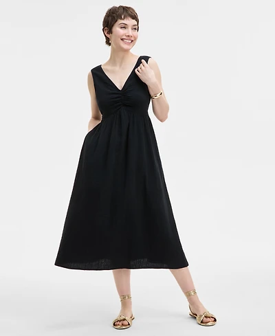 On 34th Women's Gauze Double V-neck Empire Midi Dress, Exclusively at Macy's