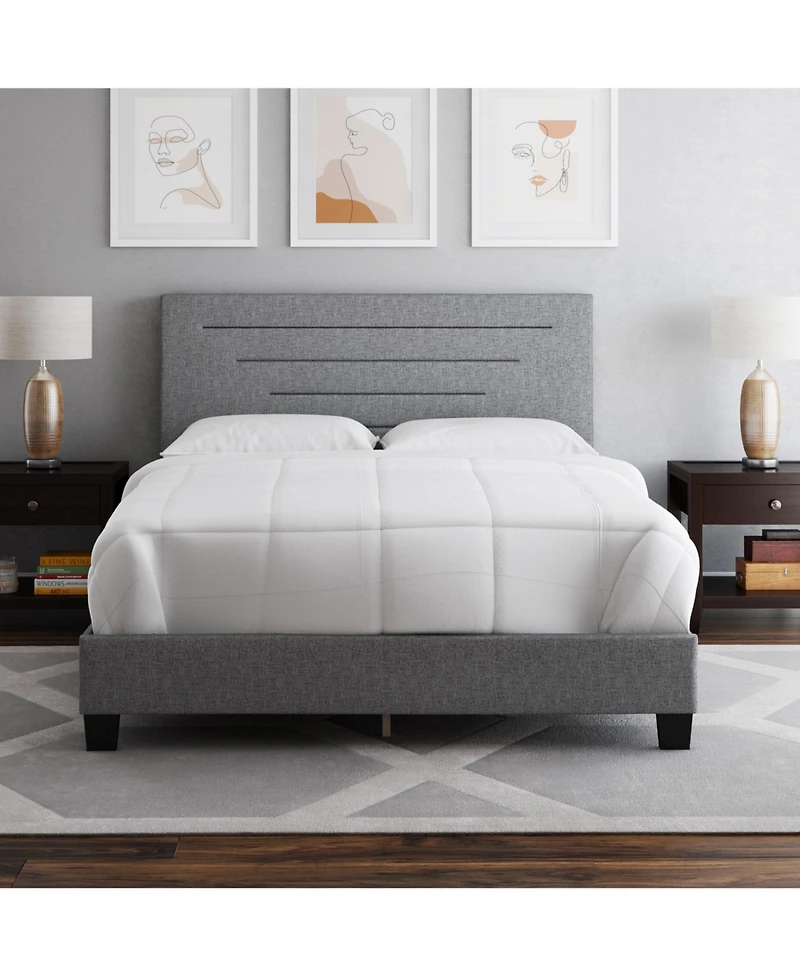Cordoba Linen Upholstered Platform Bed Frame with Adjustable Headboard