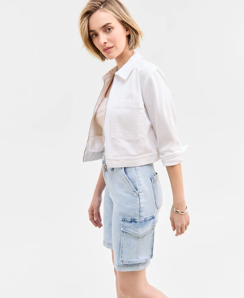 On 34th Women's High Rise Cargo Bermuda Jean Shorts, Exclusively at Macy's
