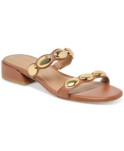 Dolce Vita Women's Fresco Embellished Double Band Slide Low Block Heel Dress Sandals