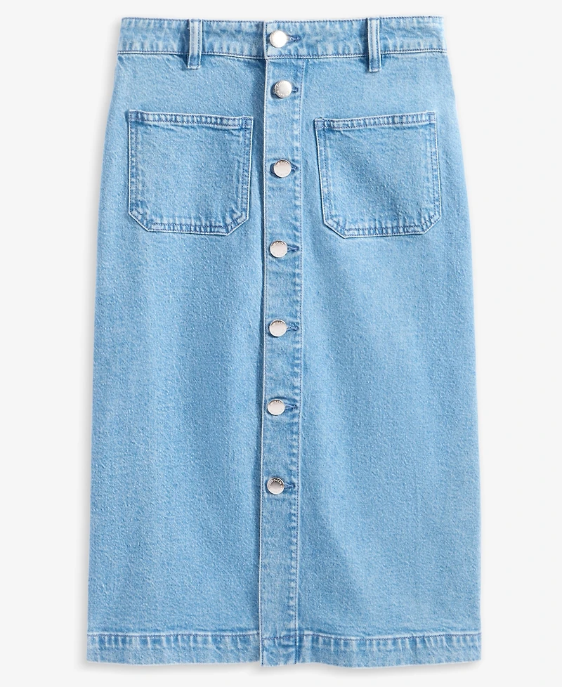On 34th Women's Patch-Pocket Denim Midi Skirt, Exclusively at Macy's