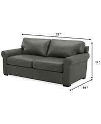 Radley Roll Arm 74" Leather Apartment Sofa, Exclusively at Macy's