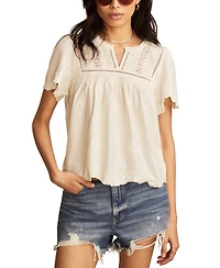 Lucky Brand Women's Embroidered Flutter-Sleeve Top