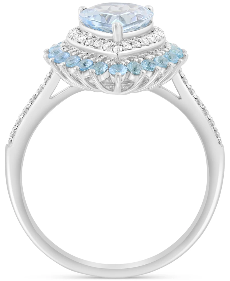 Effy Aquamarine (1-3/8 ct. t.w.), Blue Topaz (3/8 ct. t.w.) & Diamond (5/8 ct. t.w.) Ring in 14k White Gold
