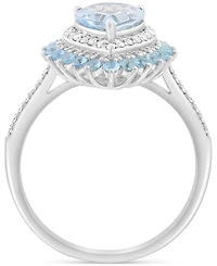 Effy Aquamarine (1-3/8 ct. t.w.), Blue Topaz (3/8 ct. t.w.) & Diamond (5/8 ct. t.w.) Ring in 14k White Gold