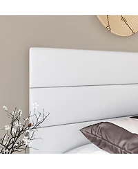 Napoli Leather Upholstered Platform Bed Frame with Tri-Panel Adjustable Headboard - Boyd Sleep