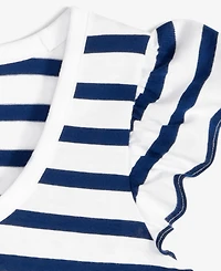 On 34th Women's Striped Flutter-Sleeve Voop-Neck T-Shirt, Exclusively at Macy's