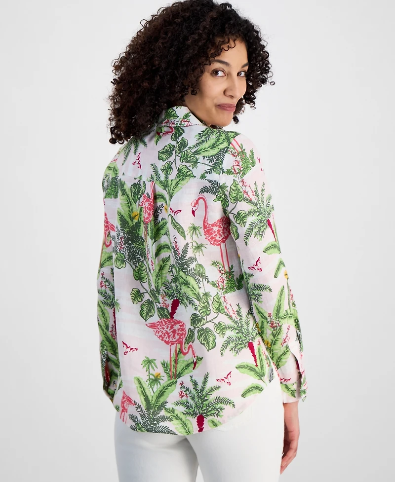 Charter Club Petite 100% Linen Palm Beach Linen Shirt, Exclusively at Macy's