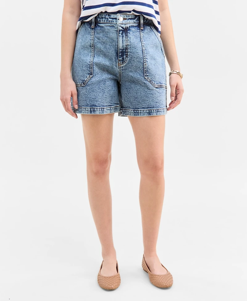On 34th Women's High Rise Utility Midi Denim Shorts, Exclusively at Macy's