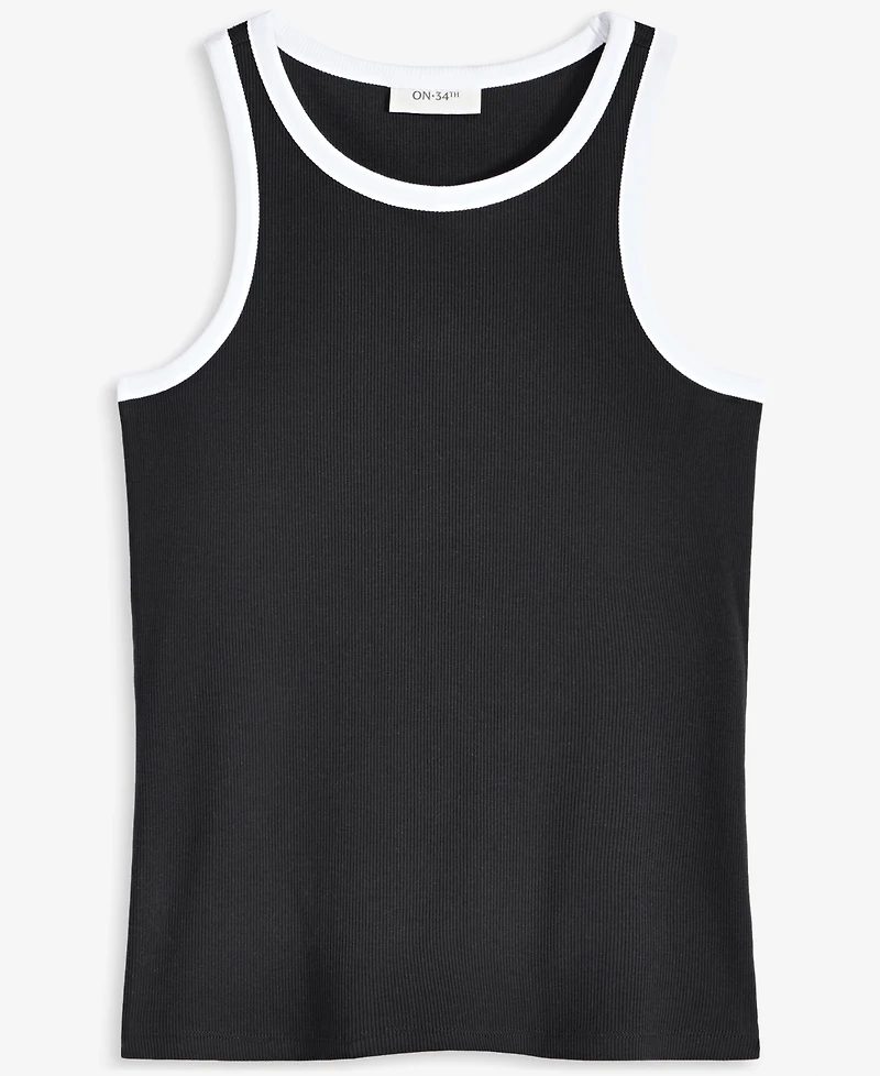 On 34th Women's Contrast Tipped Micro Rib Tank Top, Exclusively at Macy's