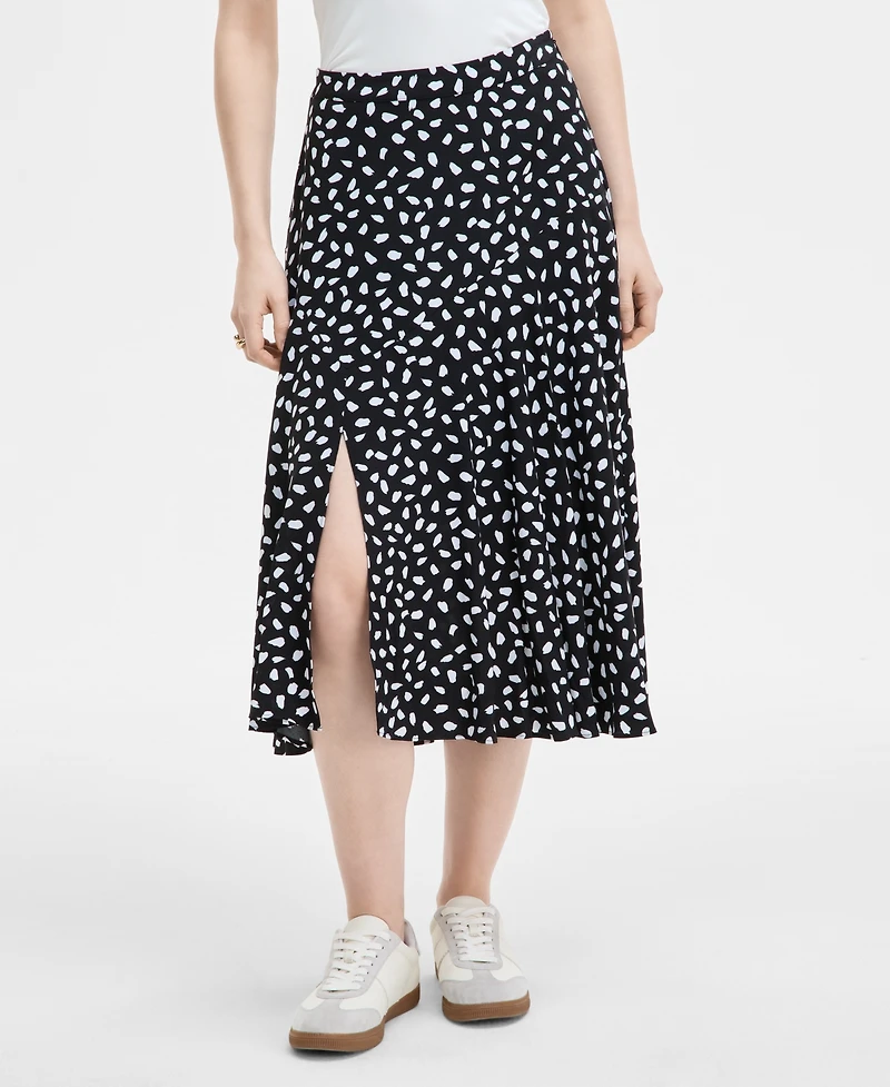 On 34th Women's Printed Slit Midi Skirt