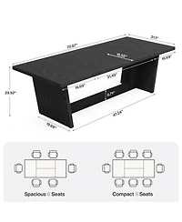 Tribesigns 70.87-Inch Dining Room Table for 6-8 People, Rectangular Farmhouse Kitchen with Solid Pedestal