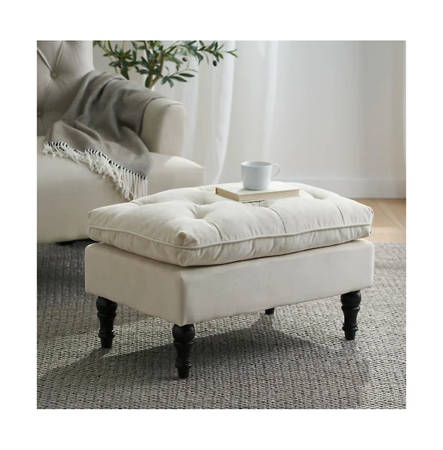 Shop Noble House Hilton Contemporary Button-Tufted Ottoman Bench
