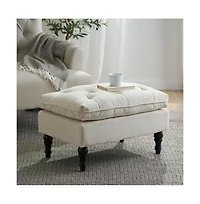 Plush Pillow Top Button-Tufted Ottoman, Upholstered Contemporary Footrest and Extra Seating-The Pop Home