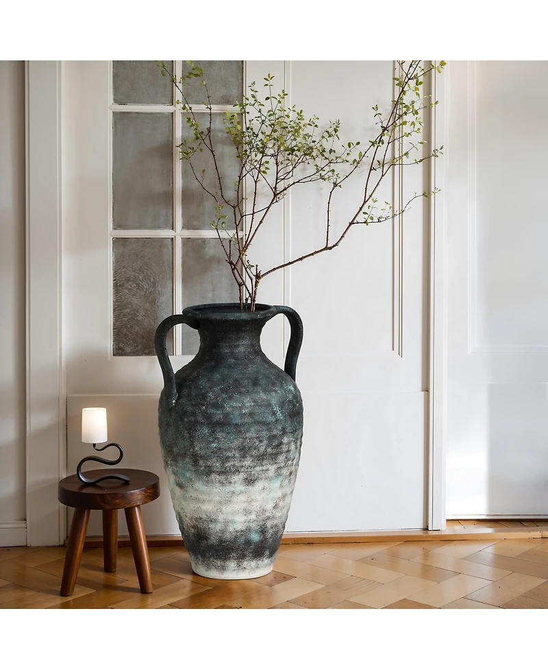 LuxenHome Mottled Gray Ceramic 18.5-Inch Tall Vase