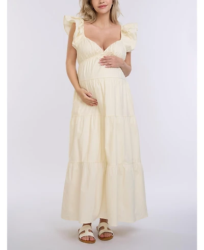 Motherhood Maternity Ruffle Sleeve Tie-Back Maxi Dress