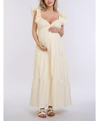 Motherhood Maternity Ruffle Sleeve Tie-Back Maxi Dress