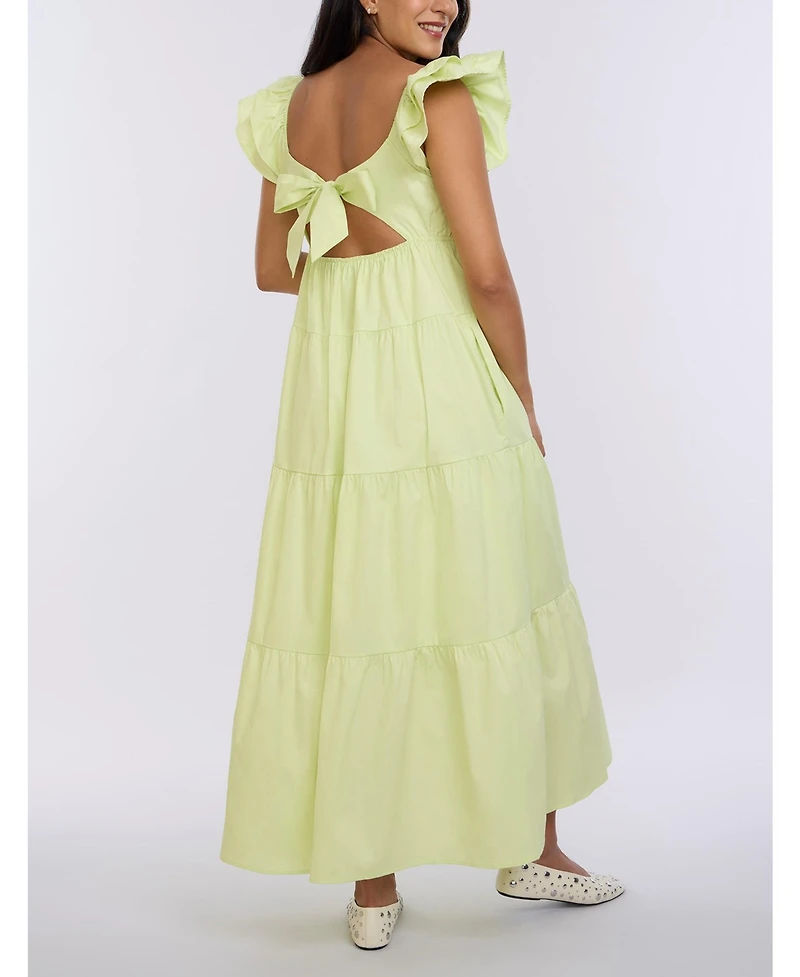 Motherhood Maternity Ruffle Sleeve Tie-Back Maxi Dress