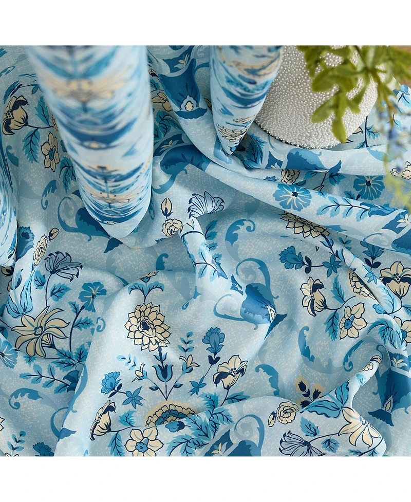Hlc.me Clara Floral Damask Patterned Window Back Tab Rod Pocket Curtains