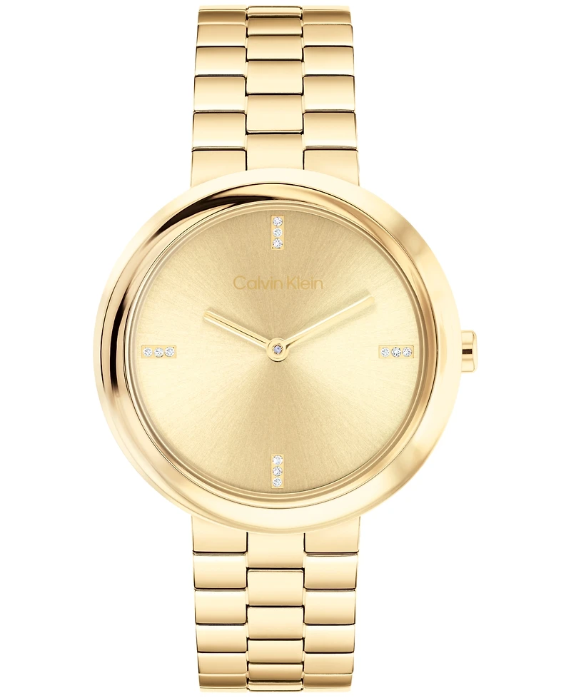 Calvin Klein Women's Twisted Bezel Gold Tone Stainless Steel Bracelet Watch, 34mm